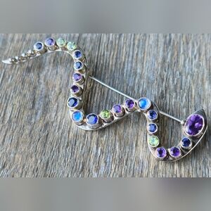 Nicky Butler NB 925 Sterling Silver Snake Brooch Pin Designer Vintage Serpent 🐍